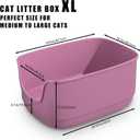 Gefryco Large Cat Litter Box with High Sided 24.6"x18.3"x12.2" - Jumbo Extra Large Open Anti - Splashing High Wall for Multiple Cats (Pink)