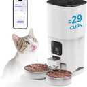 PAPIFEED Automatic Cat Feeder for 2 Cats, 2.4G WiFi Cat Food Dispenser with App Control, 7L Slow Feed Pet Feeder with 2 Stainless Bowls for Cats & Dogs, 12 Portions 10 Meals Daily - White