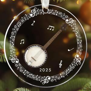 2 x UMACVN Banjo Ornaments - Banjo Christmas Ornament - Music Ornaments for Christmas Tree - Music Gifts for Lovers, Players, Teachers, Girls, Women - Acrylic Ornament 2025