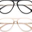 AMOMOMA Aviator Reading Glasses for Women Men Blue Light Blocking Lens Spring Temple AM6226