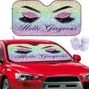 Car Windshield Sun Shade Glittering Purple Eyelash Car Front Sunshade for Most Sedans SUV Truck Auto Sun Blocker Visor Blocks UV Rays Keeps Your Vehicle Cool-55 x 29.9 Inch (one size, Hello Gorgeous)