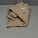 MIULEE Beige Sheer Curtains 2 Panels Embroidered Leaf Patterned Rod Pocket Floral Semi Sheer Faux Linen Short Window Curtains Drapes Set for Kitchen Living Room Bedroom, 52x54 Inches Length