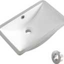 Undermount Bathroom Sink 18.7"X11.9" Inch White Rectangular Porcelain Ceramic Vanity Basin with Overflow KARAMAG
