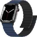 Anlinser Magnetic Bands Compatible with Apple Watch Band 49/46/45/44/42/41/40/38mm, Women Men Double Side Reversible Strap for iWatch Ultra 2 Series 10/9/8/7-1 SE (42/41/40/38, Dark Blue/Black) (42mm(Series 10)/41mm/40mm/38mm)