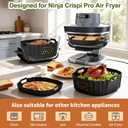 Air Fryer Accessories Silicone Liners for Ninja Crispi Pro AS101CY/AS101DG/AS101LG, Big Liner for 6 QT Glass Container & Small Liner for 2.5 QT Glass Container, 2 Pcs Reusable Non-Stick Accessories