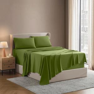 Nestl Short Queen Sheet Set - 1800 Ultra-Soft Microfiber - Double Brushed - Deep Pockets - Easy Fit - 4 Piece Set - Bed Sheets (Short Queen, Calla Green)