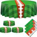 Oudain 3 Pcs Football Party Tablecloth 84 Inches Football Round Table Cloth Disposable Plastic Sport Table Covers for Birthday Party Decor Supplies Favors