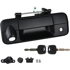 Tailgate Handle with Rear Camera Hole Liftgate Latch Handle with Key Lock Cylinder Compatible with 2007-2013 Toyota Tundra Replaces 69090-0C051 690900C051 81214 (Textured Black)