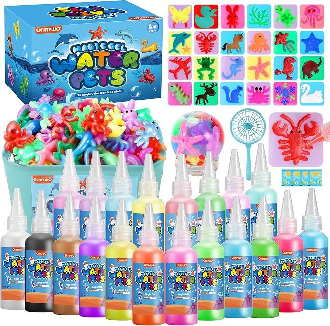 Magic Water Elf Toy Kit for Kids, Water Gel Kit for Pets, with 20 Gels & 24 Molds, DIY Craft Kit, Create Your Own Sensory Toys, Christmas Stocking Stuffer, Party Favors, Toy Gifts