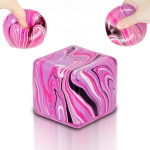 Ice Cube Squishy Veined Ice Cube Fidget Toy Purple Stress Ball Squeeze Toys Stress 5cm(1.97") Veined Ice Cube Squishy Fidget Sensory Toys Kids Youth Adult Puffwize (Pink)