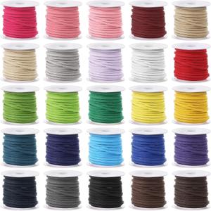 Faux Suede Leather Cord, 25 Rolls Flat for Jewelry Making, Leather Strips & Laces for Dream Catcher Supplies DIY Crafts, Thread Velvet String for Necklace, Bracelet, Beading (25 Colors)