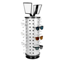 QWORK Glasses Holder Organizer, Rotating Sunglasses Display Stand, 44 Pairs Sunglasses Holder Eyeglass Display Turning Stand with Mirror, Store Countertop Eyeglasses Rack