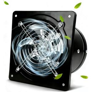 Qivine 6 Inch Exhaust Fan, Kitchen Exhaust Fans with Power Cord 40W 350CFM Wall Mounted Vent Fans Extractor Ventilation Fan for Shop Chicken Coop Basement Smoking Room Garage, Large