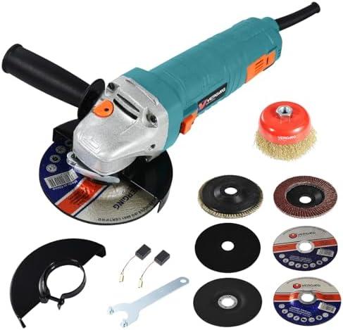 VERGING Angle Grinder, 7.5-Amp 4 1/2 Angle Grinder Tool with Grinding, Polishing and Rust Removal Capabilities, Variable Speed Angle Grinder, Metal Grinder Tool, Non-Slip and Shockproof Handle