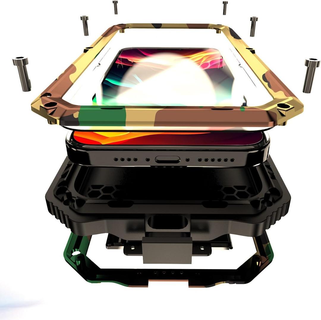 Lunivop Compatible with iPhone 15 Pro max Case Heavy Duty Protection Dustproof Built in Screen Protector Rugged Stand 360° Full Body Military Grade Metal Bumper Phone Cases (Camouflage 2023)