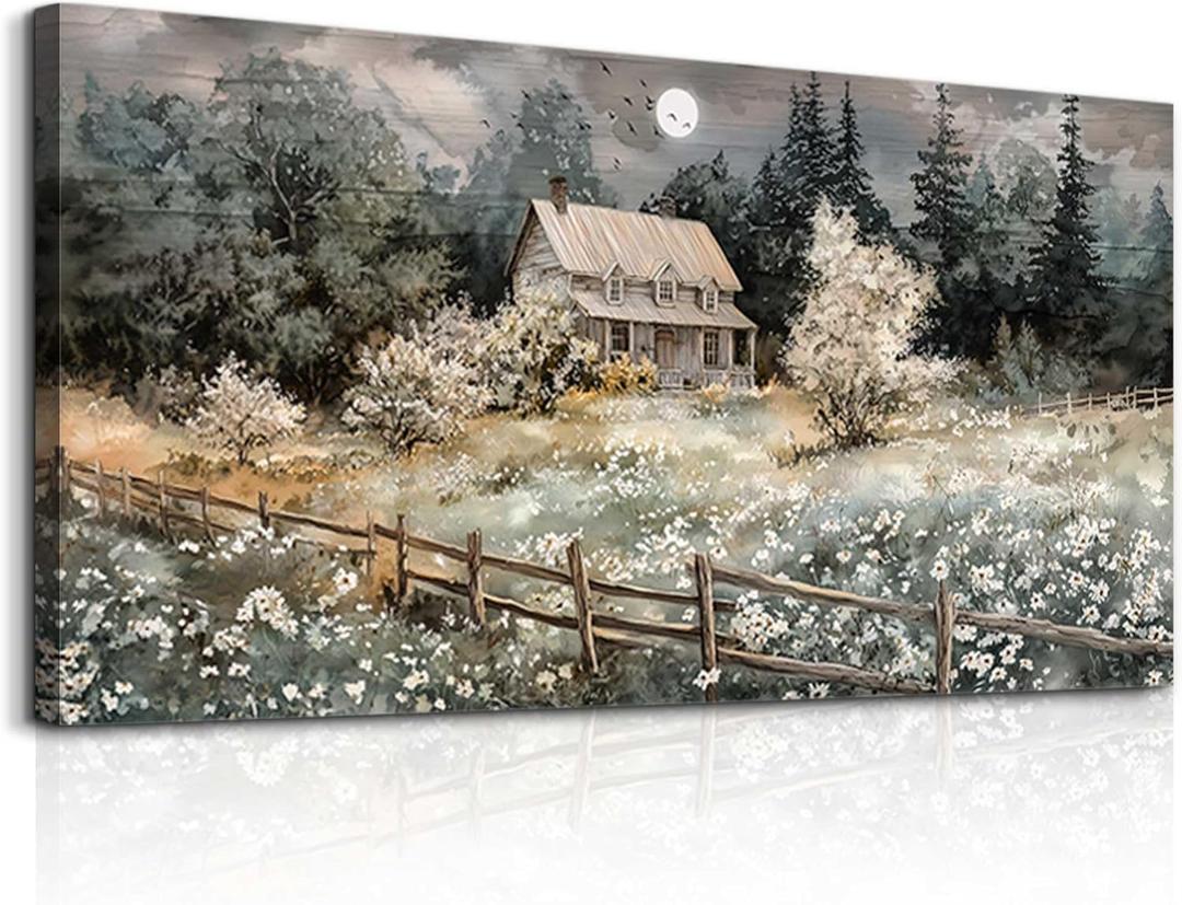 Hyidecorart Wall Decor For Living Room Farmhouse Canvas Wall Art Nature Landscape Paintings Bedroom Decorations Rural Artwork Pictures Large Framed for Office Aesthetic Home Decor Ready To Hang (60"L x 30"W)