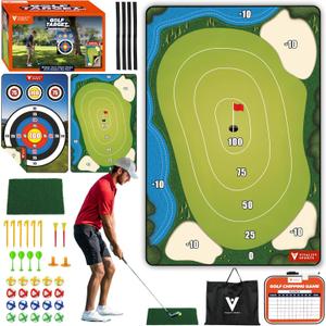 Vitality Sports Golf Chipping Game with Hitting Mat, 72"x48" Double-Sided Sticky Golf Practice Mat with 20 Sticky Balls & 4 Darts, Golf Battle Chipping Game for Adults & Kids Indoor/Outdoor/Backyard