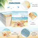 100 Pcs Nautical Beach Guest Napkins Summer 3 Ply Disposable Paper Beach Disposable Guest Towels Beach Dinner Napkins with Starfish Sea Shore Design for Summer Holiday Party Tableware Supplies
