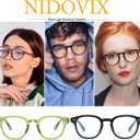 NIDOVIX Retro Round Blue Light Blocking Glasses for Men Women, Vintage Frame Non-prescription Computer Reading Eyeglasses (01 Light Green)