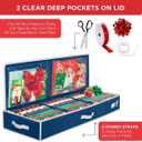 HOLDN STORAGE Premium Wrapping Paper Storage Container - Durable 600D Tear-Proof, Fits 27 Rolls Gift Wrap, Extra Pockets for Ribbons & Bows, Underbed Storage - Ideal for Holiday Christmas, Blue