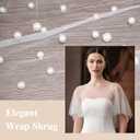 Pearl Shawl Wrap Shrug Bridal Cape Sheer Tulle White Black Elegant Wedding Cape Dress Cover Up for Women Girls (White)
