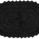 DII Crochet Collection Reversible Bath Mat, Small Oval, 17x24, Black