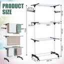 Leinuosen Pool Towel Holder Rack Outdoor with Wheels, Black Foldable 3-Tier Outdoor Towel Rack Large Capacity Rolling Metal Towels Stand for Pool Area Patio Backyard