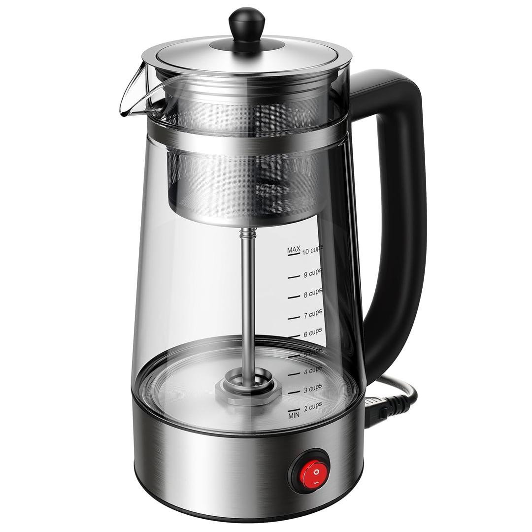 Percolator Coffee Pot Electric 10 Cup, Automatic Keep Warm, Stainless Steel Basket, Cool-Touch Handle