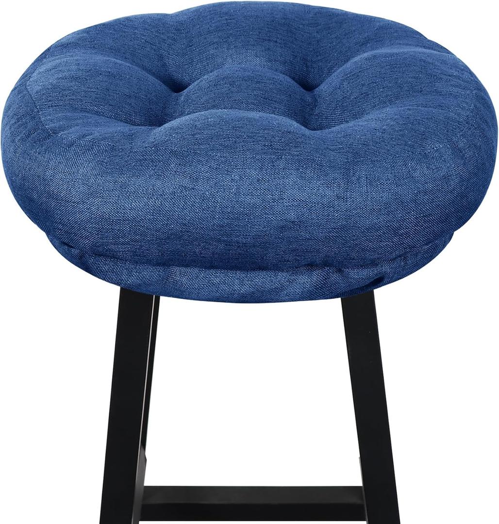 Navy Blue Bar Stool Seat Cushions, Round Stool Covers Pads with Ties Non Slip (14"x14"x4",1 Pack)