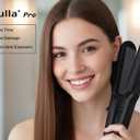 Pulla Hair Straightener and Crimper - 4 in 1 Tourmaline Ceramic Flat and Curling Iron for Hair Styling with Adjustable Temperature - Salon High Heat 320F - 430F for All Hair Types