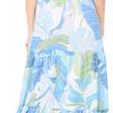 Vince Camuto Women's Tie Waist Cap Sleeve Tiered Maxi Dress (Blue, M)