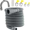 16.4 FT Universal Washing Machine Drain Hose, Drain Hose Extension Kit for Washer, Dishwasher, Dryers, Dehumidifier with 4 Hose Clamps, 1 U-Holder, 1 Adapter, Fit for 0.79-1.5 inch Drain Outlet