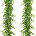 Dolicer Eucalyptus Garland 2 Pack - 12FT Faux Greenery, Fake Hanging Garlands Wedding Backdrop Arch Wall Table Party Decor (Green)