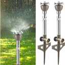 2 Pcs Garden Lawn Sprinkler for Yard, Above Ground Tall Metal Water Sprinkler System Brass Impact with Heavy Duty Spike Base for Large Area(Silver)