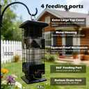 Squirrel Proof Bird Feeders for Outdoors Hanging, Metal Wild Bird Feeder with 4 Feeding Ports | 2.5 LB Capacity, Weather-Resistant for Year-Round Use,Dark Grey