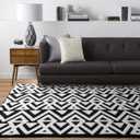 Ompaa Ultra Soft Geometric Bedroom Rugs Memory Foam Carpet, Black 6 x 9 Feet, Cozy Area Rugs for Living Room Couch Dorm Bedside Kids Girls Teens Room Nursery Decor Floor Mat
