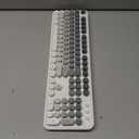 Creamy Wireless Keyboard and Mouse, MOFII 104 Round Keycaps Retro Typewriter with OTG & Brush, Full-Size Ergonomic, Ideal for Windows PC, Home, Office and College Gray White