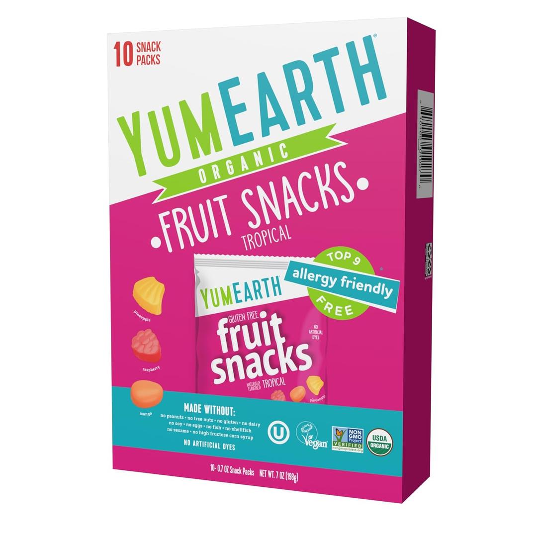 YumEarth Organic Tropical Fruit Snacks, 0.7 Ounce (Pack of 10), No BB Date