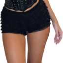 Womens Lace Trim Layered Ruffle Lolita Bloomer Coquette Sexy Boy Shorts Y2k Bubble Frilly Pumpkin Fairy PJ Bottoms (Medium)