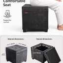 ABHENG Chenille Cover Steel Frame Ottoman with 48L Storage,17.7" x 17.7" x 17.7" Square Linen Storage Ottoman Stool Cube with Legs,for Dorm Livingroom Charcoal UASND641B
