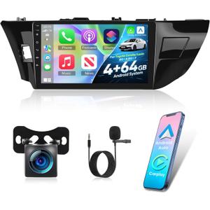 [4+64G] NHOPEEW Car Radio for Toyota Corolla/Levin 2014-2017 - Wireless Carplay and Android Auto - 10 Inch Touchscreen Android Car Stereo - EQ Audio/WiFi/GPS/SWC/Bluetooth + AHD Backup Camera