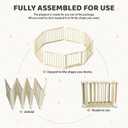 OMZER 64x64 Inch Baby Wooden Playpen - Foldable Baby Gate Pen for Babies and Toddlers - Portable Play Fence No-Tool No-Assembly Indoor & Outdoor - Adjustable Extra Large Play Yard for Kids, 8 Panels