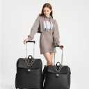 VH&GRED Women's Vintage Quilted Carry On Luggage with 360 Spinner Wheels, 18IN-5-Rounds
