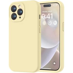 LOVE 3000 Designed for iPhone 14 Pro Max Case, Premium Silicone with [Soft Anti-Scratch Microfiber Lining] Shockproof Protective Phone Case for Men Women Girls 6.7", Creamy Yellow