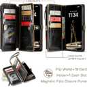 Defencase for Galaxy S26 Ultra Case Wallet with RFID Blocking Card Holder for Women Men, PU Leather Magnetic Snap Flip Wrist Strap Zipper Wallet Phone Cases for Samsung Galaxy S26 Ultra 6.9", Coffee