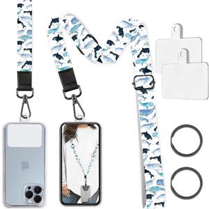 3 x Phone Lanyard Crossbody Phone Strap, Tropical Cell Phone Lanyard for Around The Neck Shoulder Wristlet Strap (Dolphins)