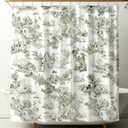 Mindsoft Vintage French Frog Toile Shower Curtain Cotton Print Curtain with 12 Metal Hooks Waterproof Bathroom Decor for Kitchen 18th Century Style Home Bath Accessories(Green,72 x 84 Inch)