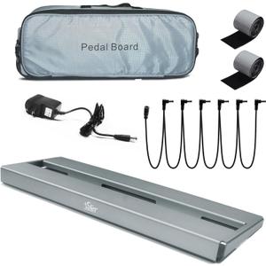 ISET Aluminum Pedal Board Super Light 1.23lb Effect Pedalboard Size 18" x 6.7" with Carry Bag