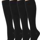 Dr. Motion 4 Pairs Graduated Compression Knee-hi Women's Socks, Fits Women's Shoe Sizes 4-10  (Black)