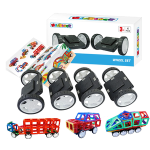 MAGBLOCK 4 Pieces Wheels Set Compatible with Hole Magnetic Blocks Wheels Bases for Kids/Toddler Toys (No Magnets)